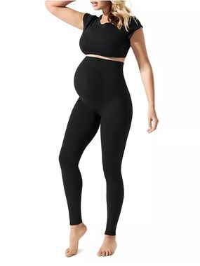 BLANQI Maternity Leggings M Belly Support Over Bump Black Yoga Active Athleisure